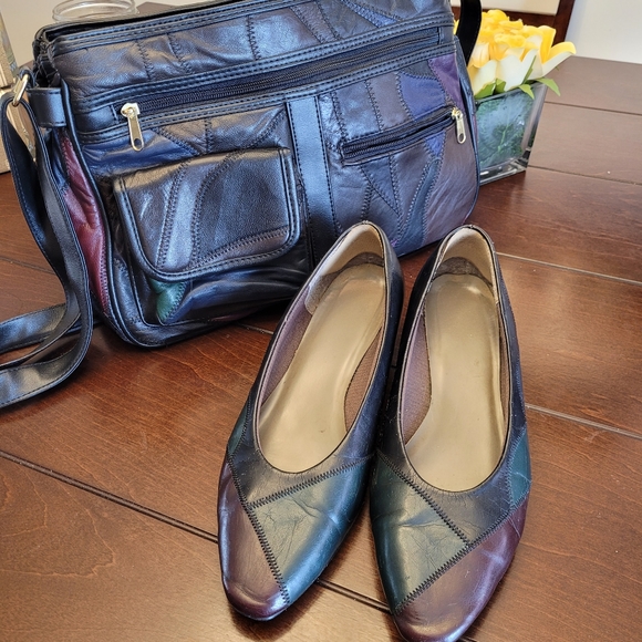 Vintage multi patchwork women's leather pumps - Picture 6 of 7